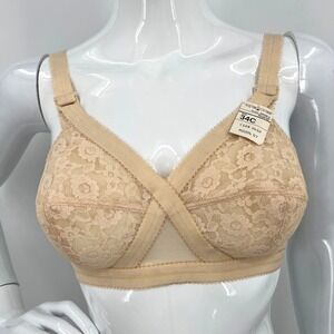NWT Vintage JCPenney Cross Front Bra Size 34C Style 1652 Bullet Bra Made in USA